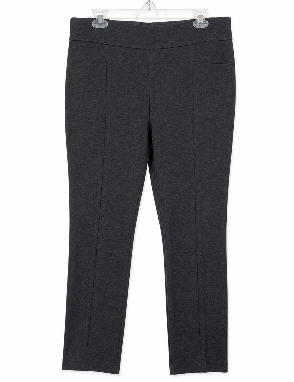 Hilary Radley Gray Pull On Pants L Stretch Straight Career Office Travel EUC